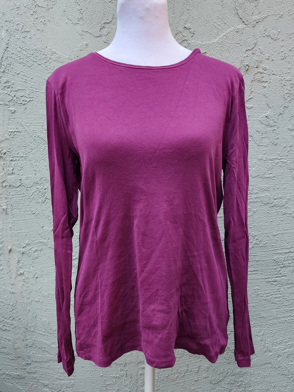 Talbots Plum Purple Long Sleeve Crew Neck Pima Cotton Knit Tee Top Shirt [S]